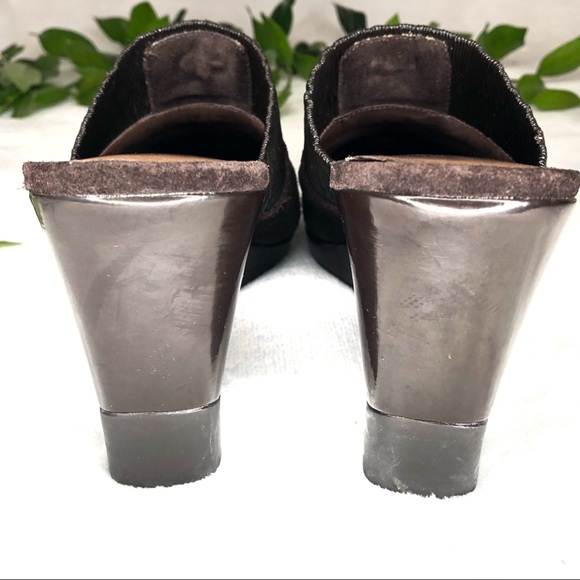 Via Spiga Suede Wedge Heel Mules Brown 7 M - Picture 8 of 9